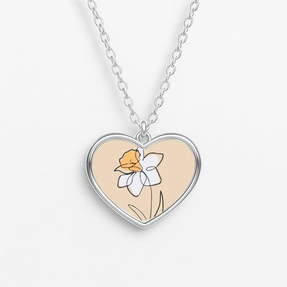 Spring Daffodil Heart Necklace