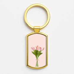 Spring Tulips Gold Keyring