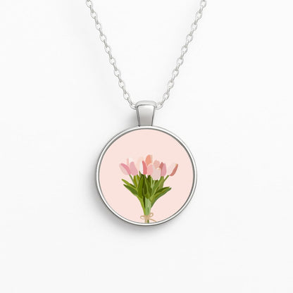 Spring Tulips Circle Necklace
