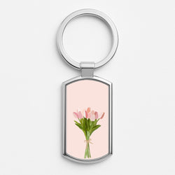 Spring Tulips Silver Keyring