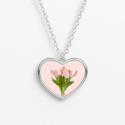 Spring Tulips Heart Necklace