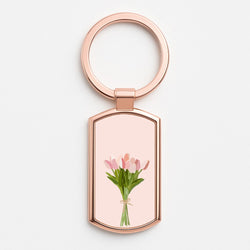 Spring Tulips Rose Gold Keyring