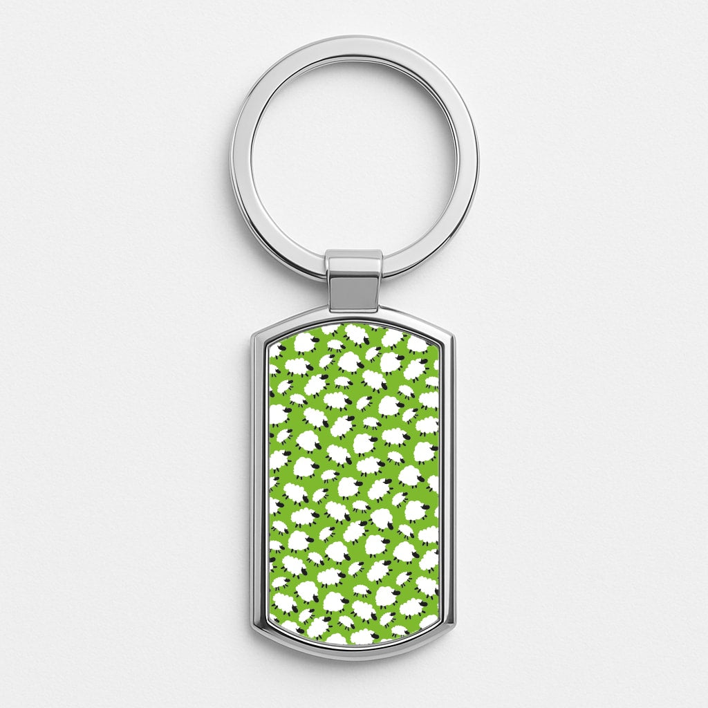 Sheep - Easter Patterns Silver Keyring