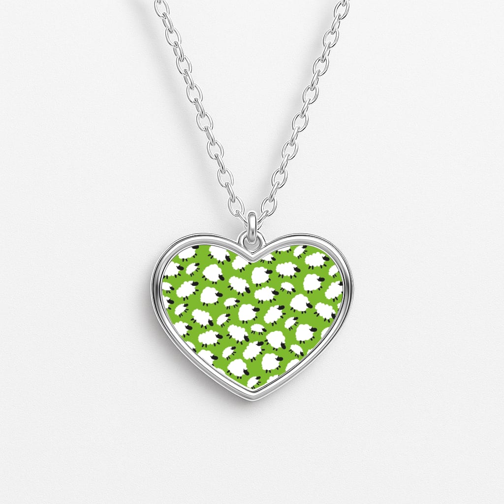 Sheep - Easter Patterns Heart Necklace