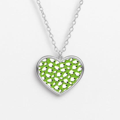 Sheep - Easter Patterns Heart Necklace