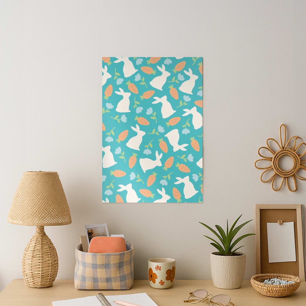 Bunnies And Carrots - Easter Patterns Art Print