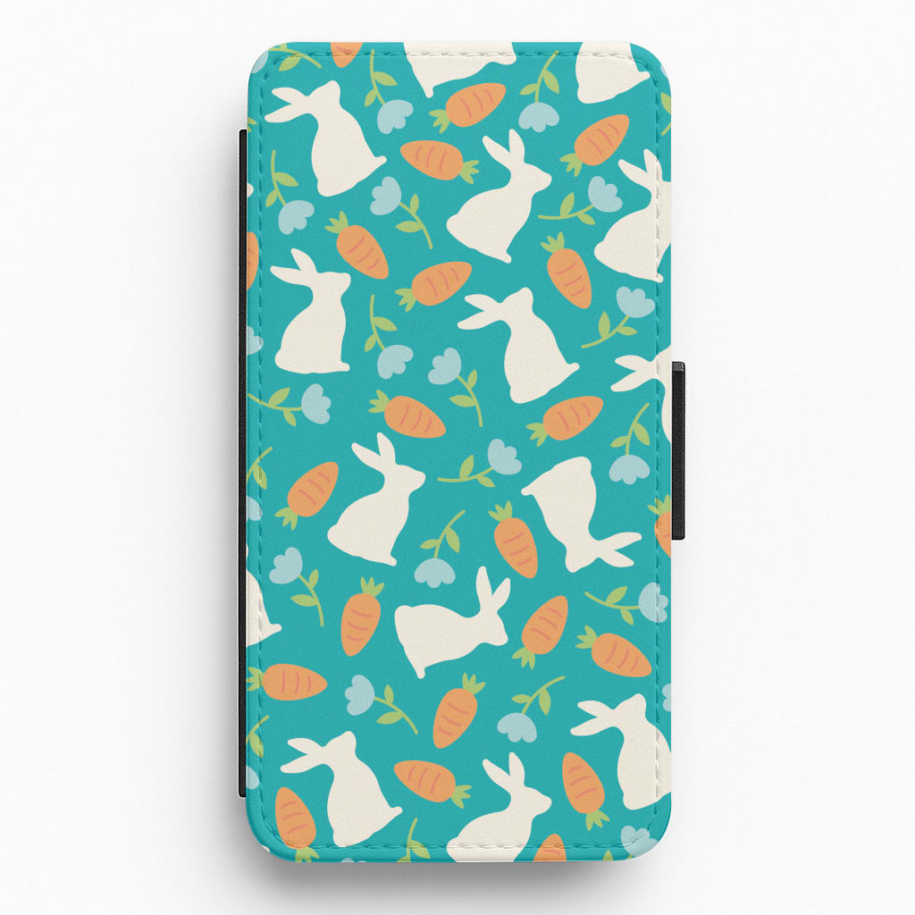 Bunnies And Carrots - Easter Patterns Flip / Wallet Phone Case