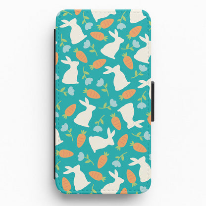 Bunnies And Carrots - Easter Patterns Flip / Wallet Phone Case