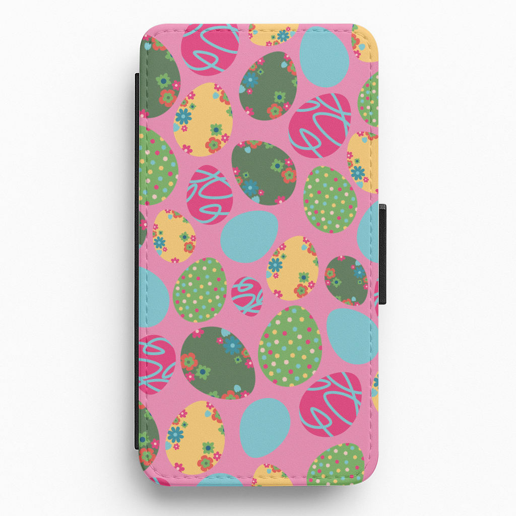 Pink Easter Eggs - Easter Patterns Flip / Wallet Phone Case