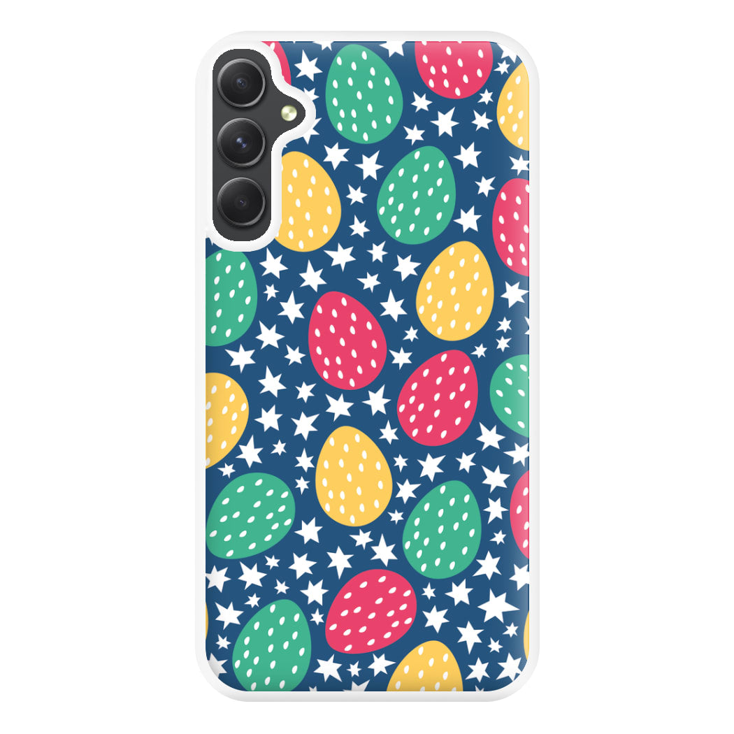 Blue Easter Eggs - Easter Patterns Phone Case for Galaxy A34