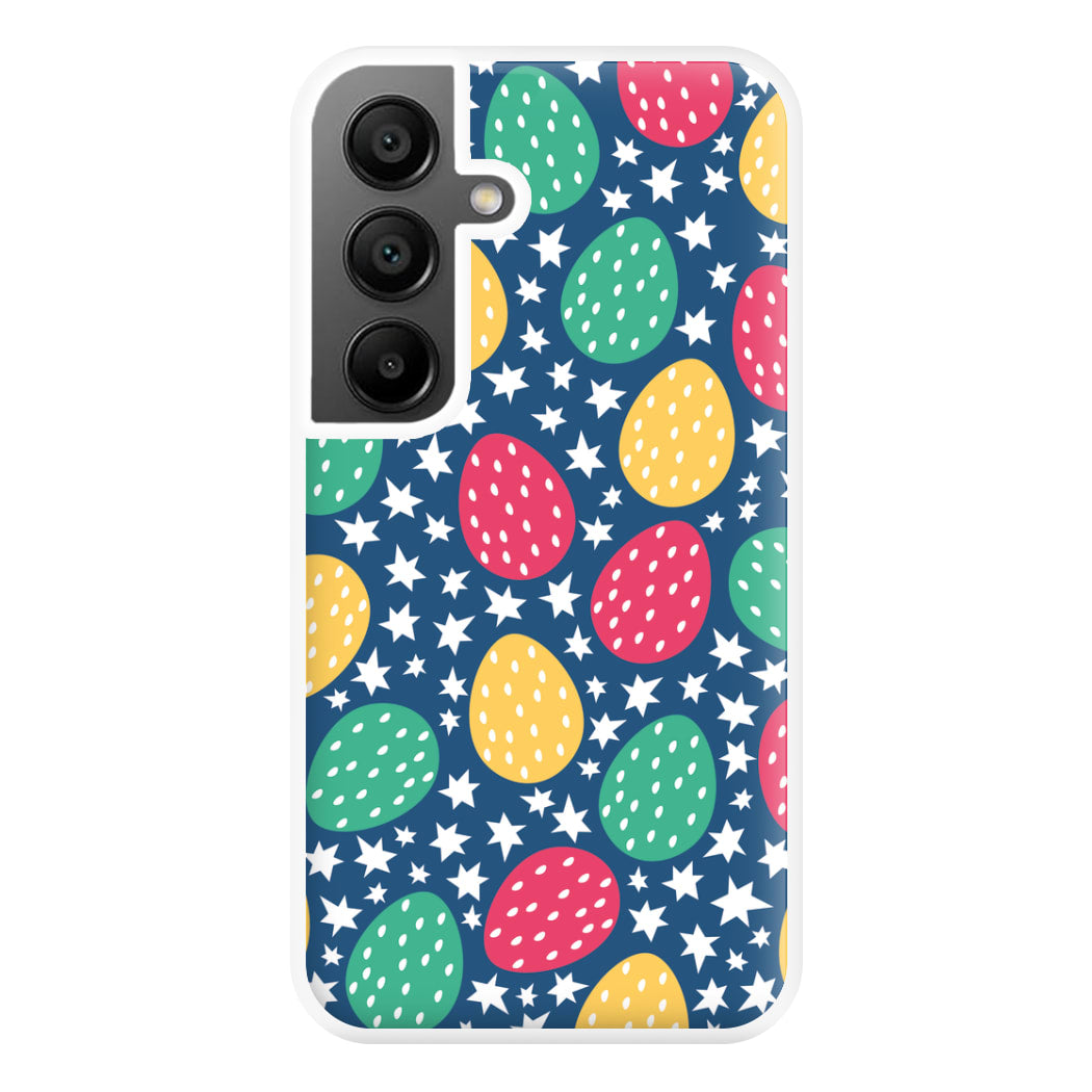 Blue Easter Eggs - Easter Patterns Phone Case for Galaxy A55