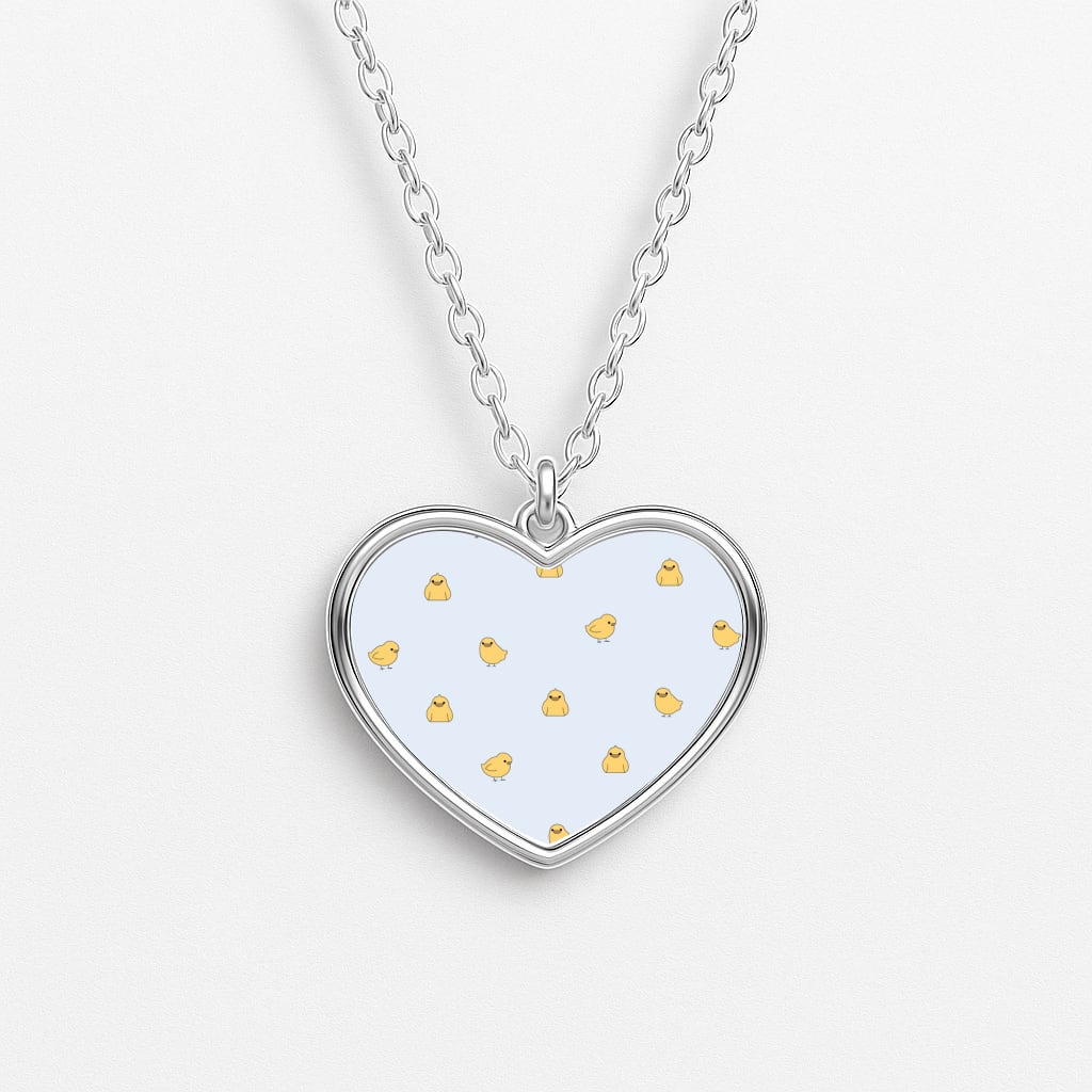 Chicks - Easter Patterns Heart Necklace