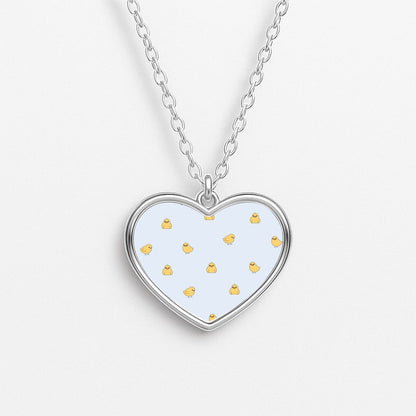 Chicks - Easter Patterns Heart Necklace