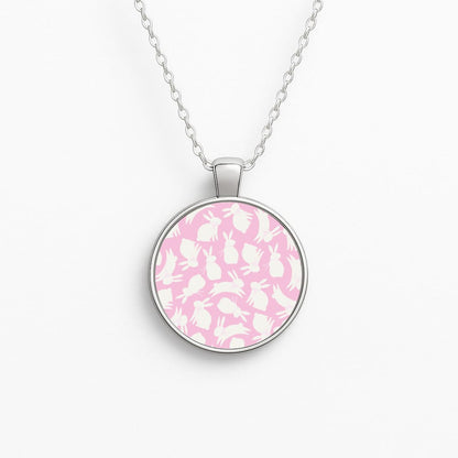 Bunnies And Bows - Easter Patterns Circle Necklace