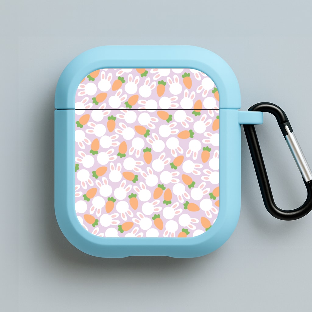 Rabbits And Carrots - Easter Patterns Blue AirPods Case