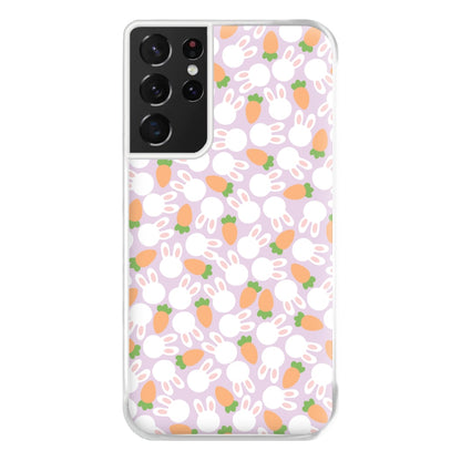 Rabbits And Carrots - Easter Patterns Phone Case for Galaxy S21 Ultra