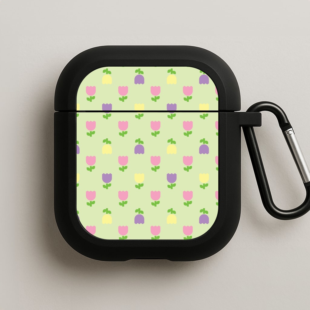 Pastel Tulips Pattern AirPods Case