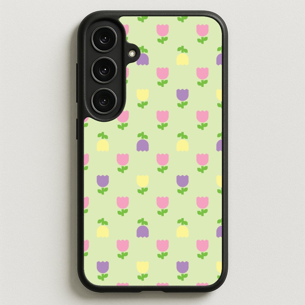 Pastel Tulips Pattern Phone Case for Galaxy S25FE