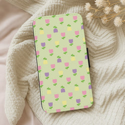 Pastel Tulips Pattern Wallet Phone Case