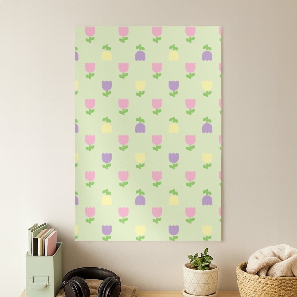 Pastel Tulips Pattern Poster