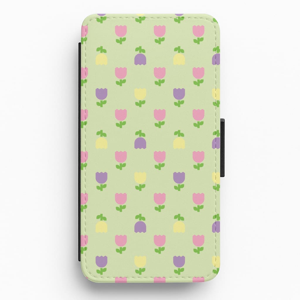 Pastel Tulips Pattern Flip / Wallet Phone Case