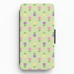 Pastel Tulips Pattern Flip / Wallet Phone Case