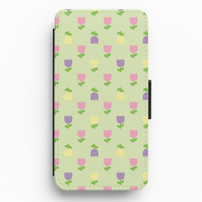 Pastel Tulips Pattern Flip / Wallet Phone Case