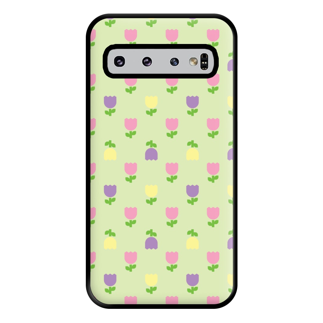 Pastel Tulips Pattern Phone Case for Galaxy S10 Plus