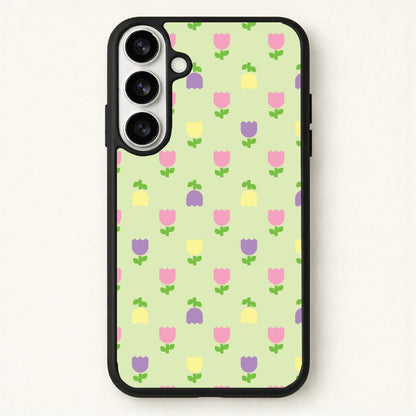 Pastel Tulips Pattern Phone Case for Galaxy S26 Plus