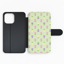 Pastel Tulips Pattern Flip Phone Case