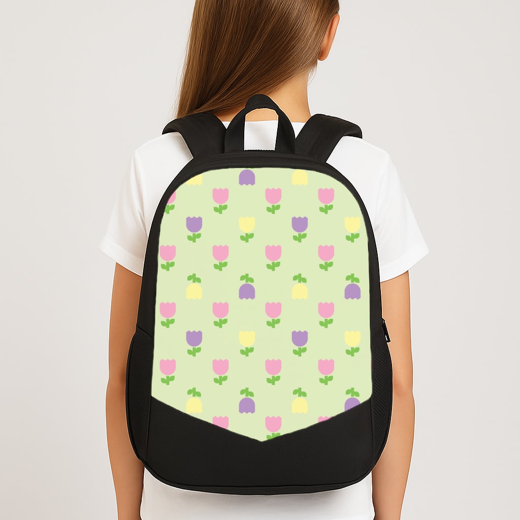 Pastel Tulips Pattern Large School Bag