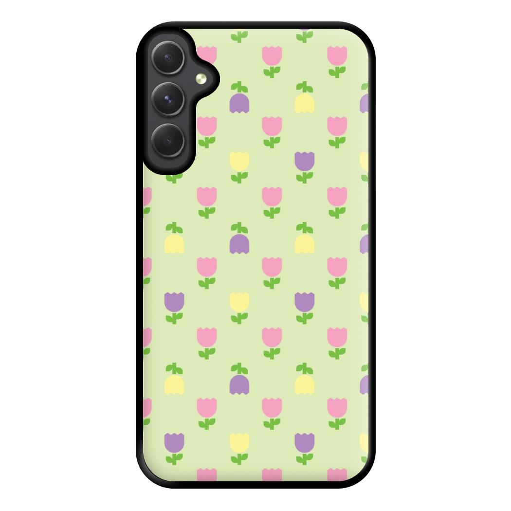 Pastel Tulips Pattern Phone Case for Galaxy A54
