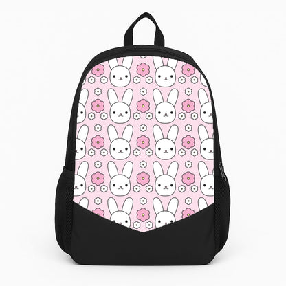 Bunnies And Flowers Pattern Large Backpack