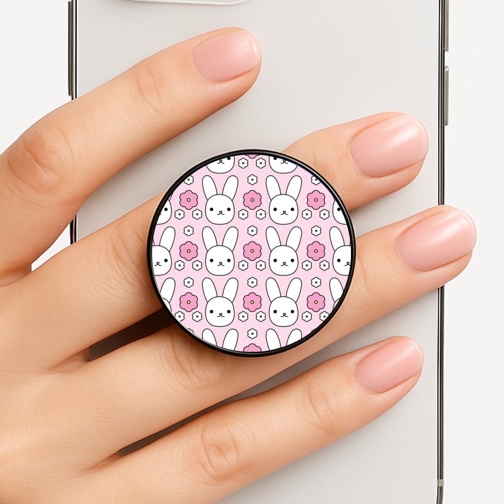 Bunnies And Flowers Pattern Phone Grip