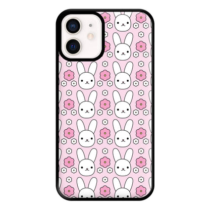 Bunnies And Flowers Pattern Phone Case for iPhone 13 Mini