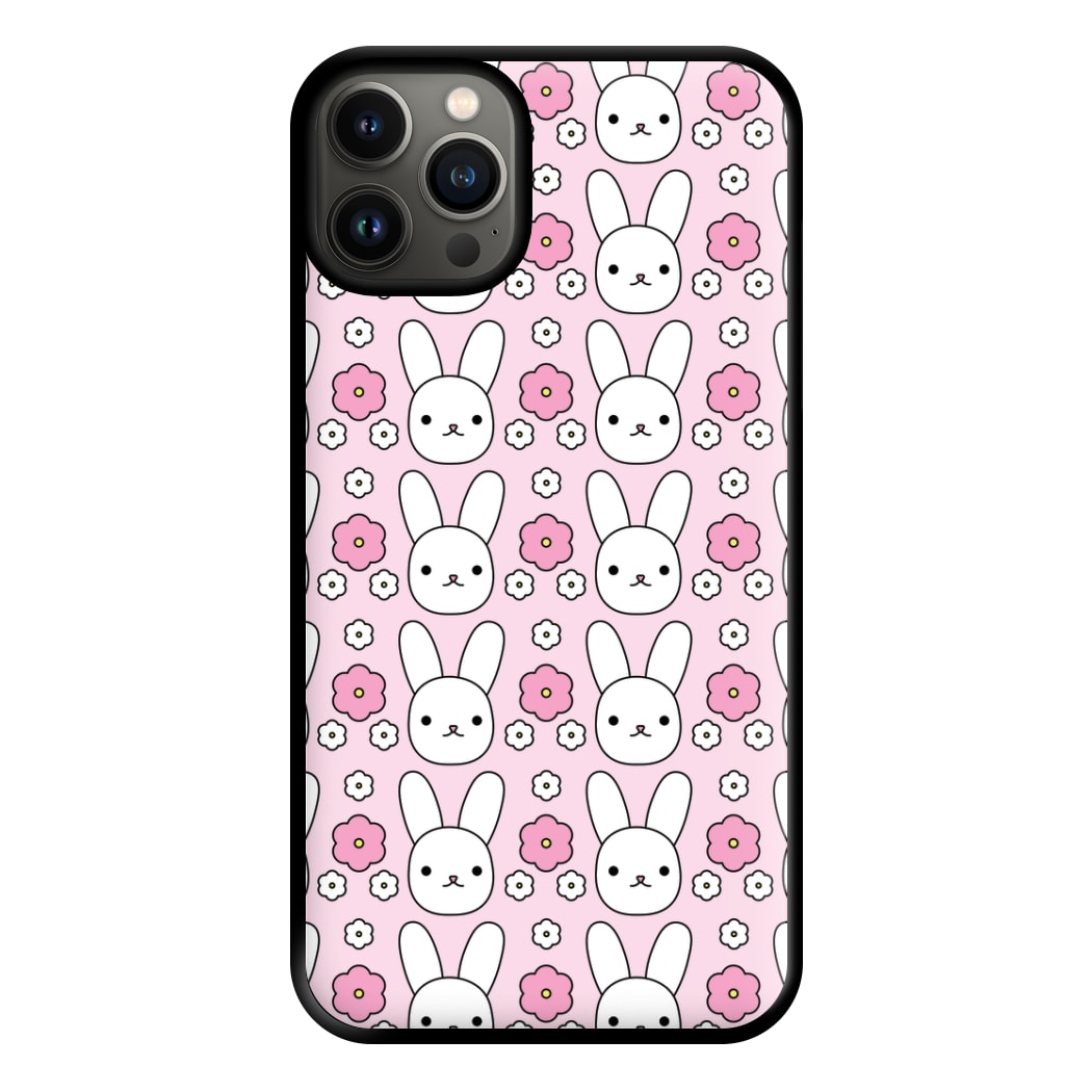 Bunnies And Flowers Pattern Phone Case for iPhone 13