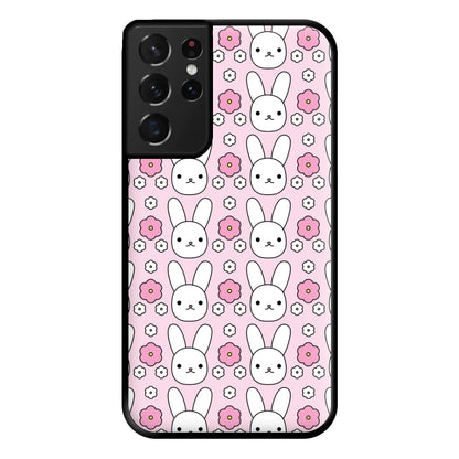 Bunnies And Flowers Pattern Phone Case for Galaxy S21 Ultra
