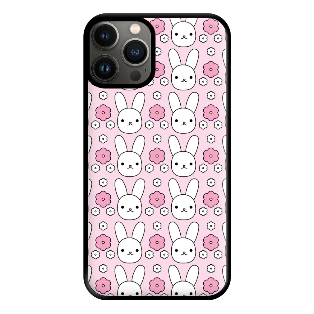 Bunnies And Flowers Pattern Phone Case for iPhone 13 Pro Max