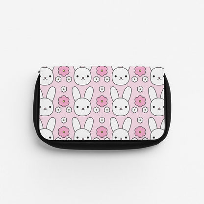 Bunnies And Flowers Pattern Pencil Case