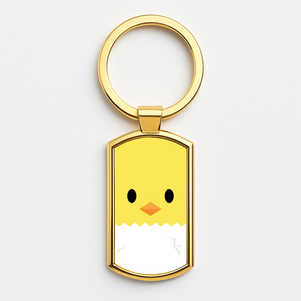 Yellow Chick Gold Keyring