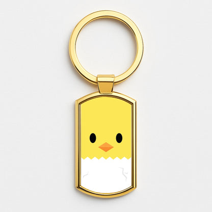 Yellow Chick Gold Keyring