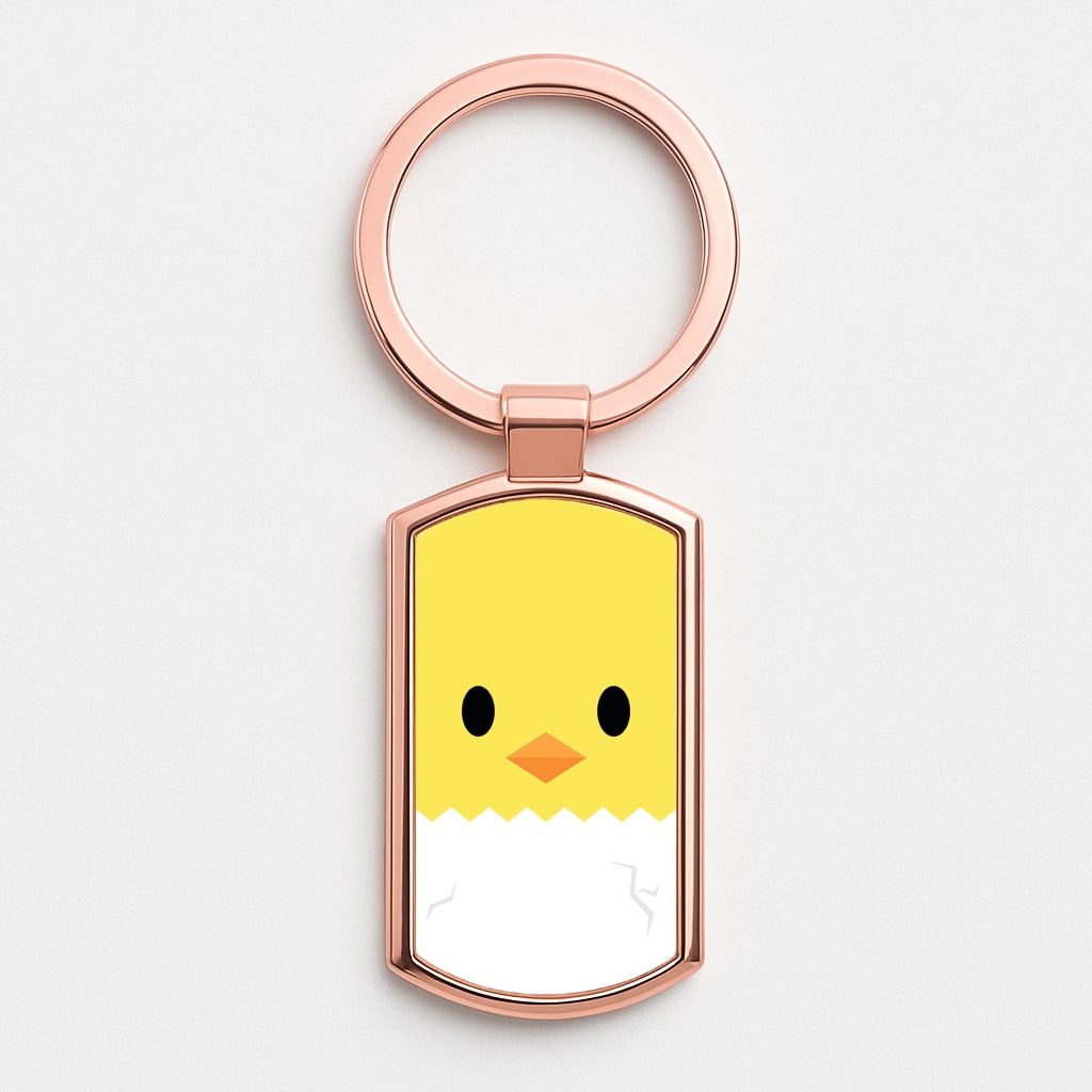 Yellow Chick Rose Gold Keyring