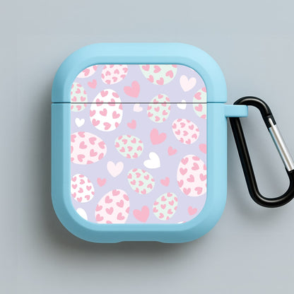 Heart Easter Eggs Pattern Blue AirPods Case