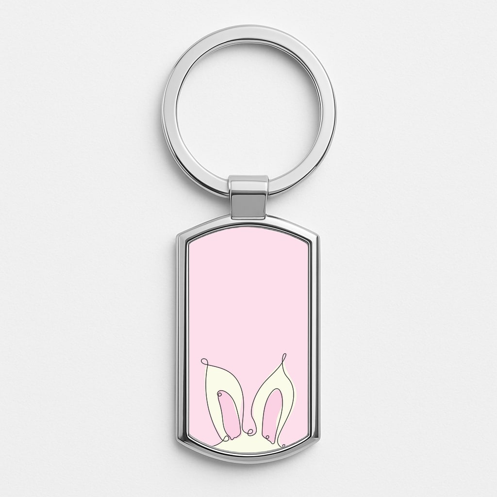 Outline Bunny Ears Silver Keyring
