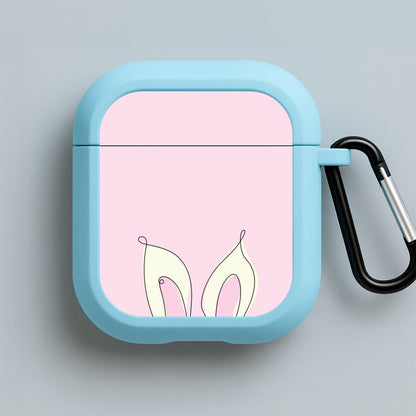 Outline Bunny Ears Blue AirPods Case