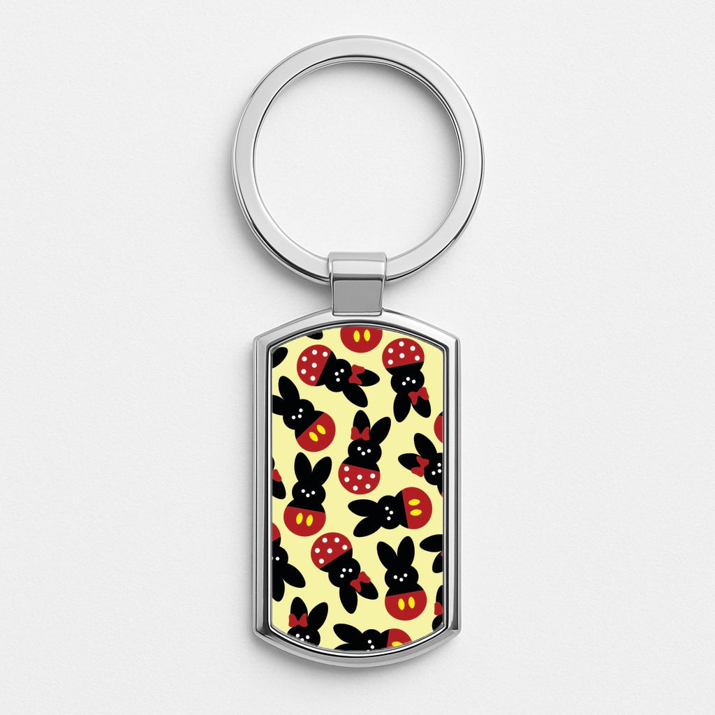 Mouse Peeps Pattern Silver Keyring