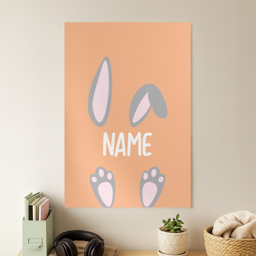 Grey Bunny Personalised Poster