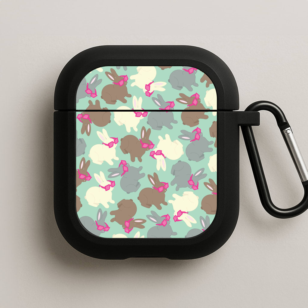 Bunny With Glasses Pattern AirPods Case
