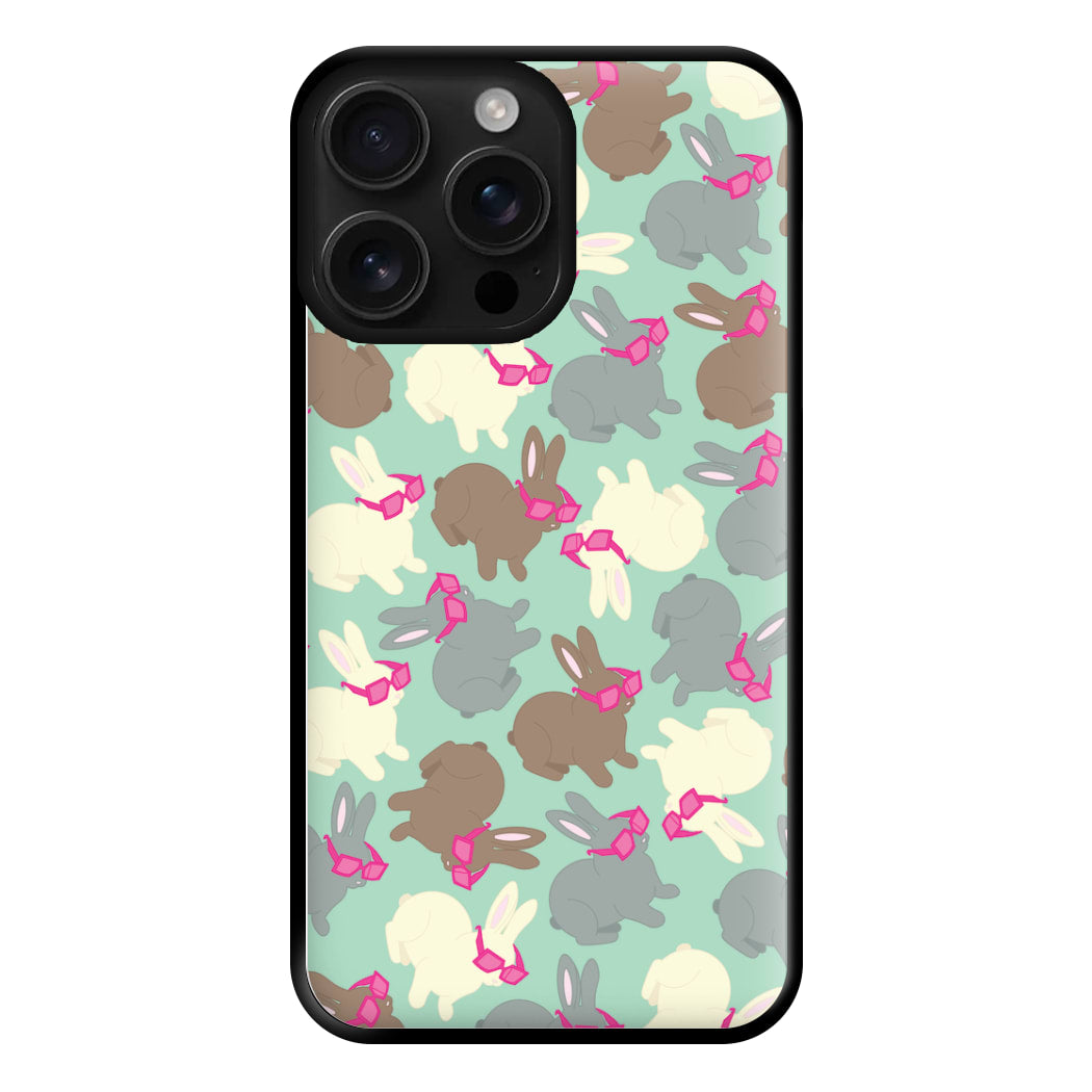 Bunny With Glasses Pattern Phone Case for iPhone 16 Pro Max