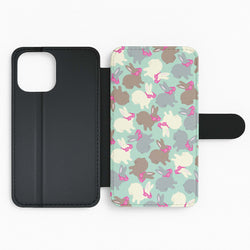 Bunny With Glasses Pattern Flip Phone Case